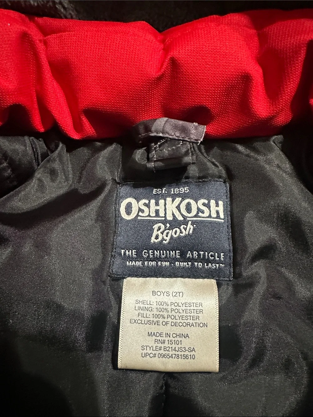 OshKosh B'gosh Red and Gray Camouflage Hooded Puffer Jacket